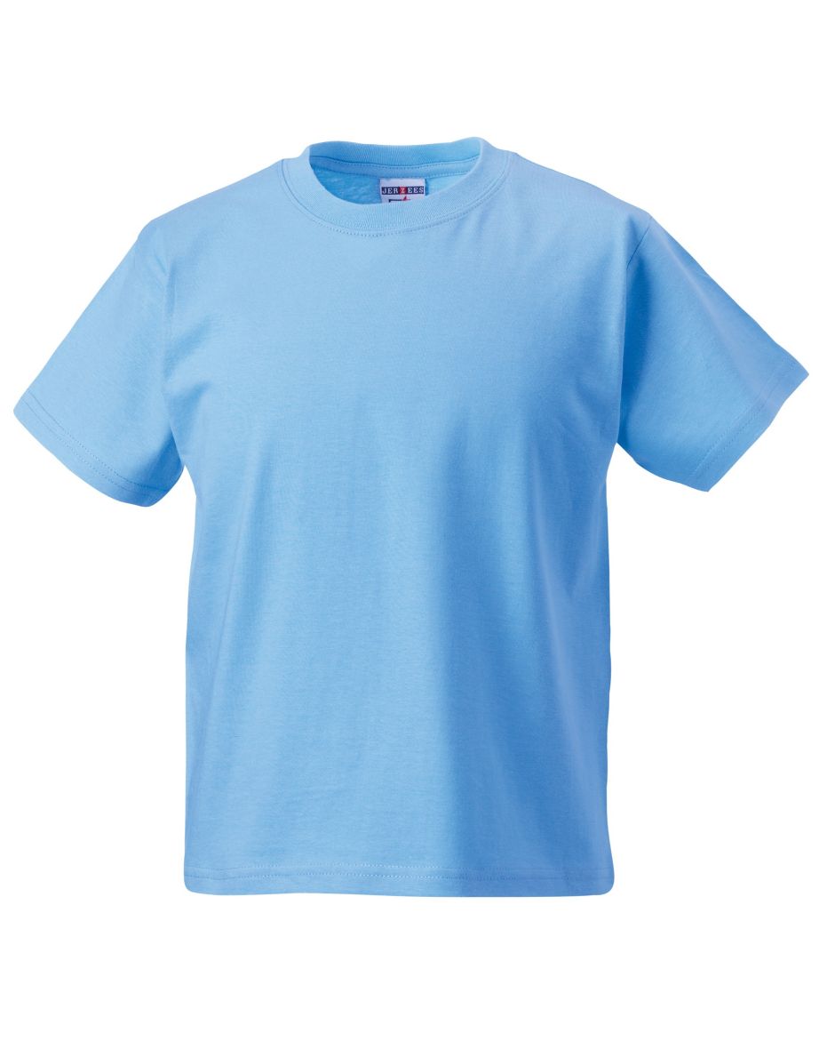 Jerzees Schoolgear Childrens Classic Plain T-Shirt (Pack of 2) - Sky Blue