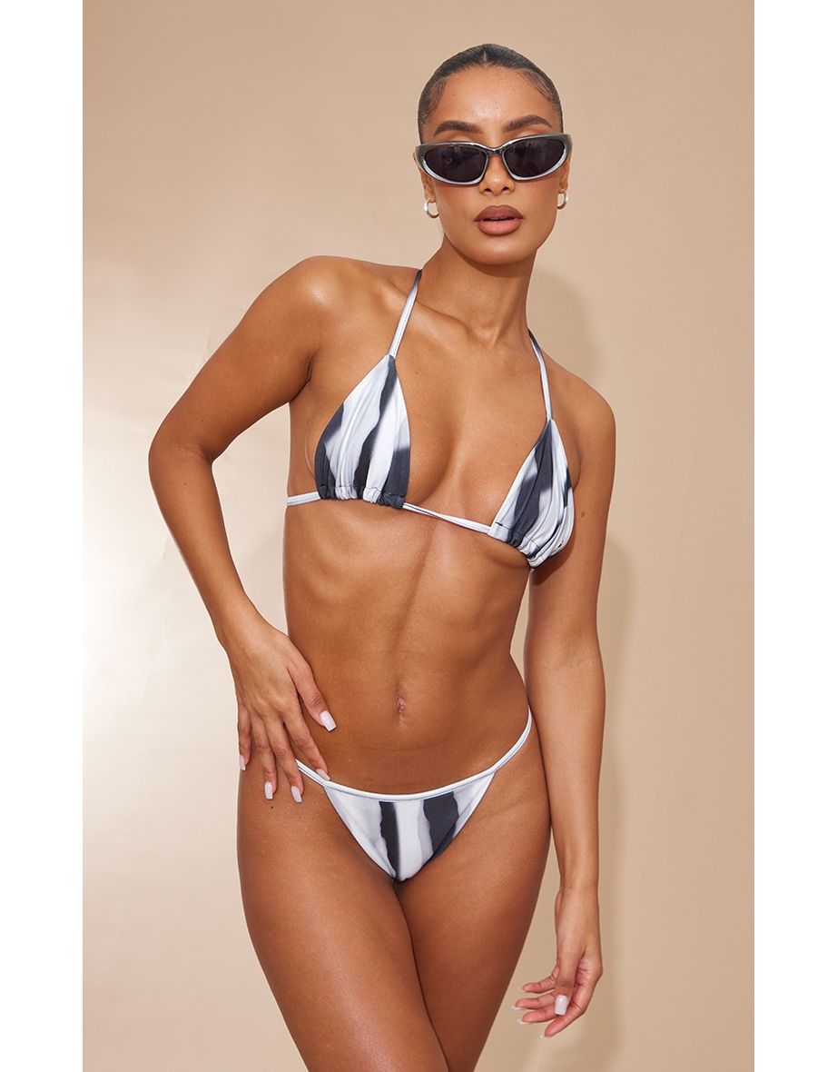 Black Tie Dye Printed Triangle Bikini Top