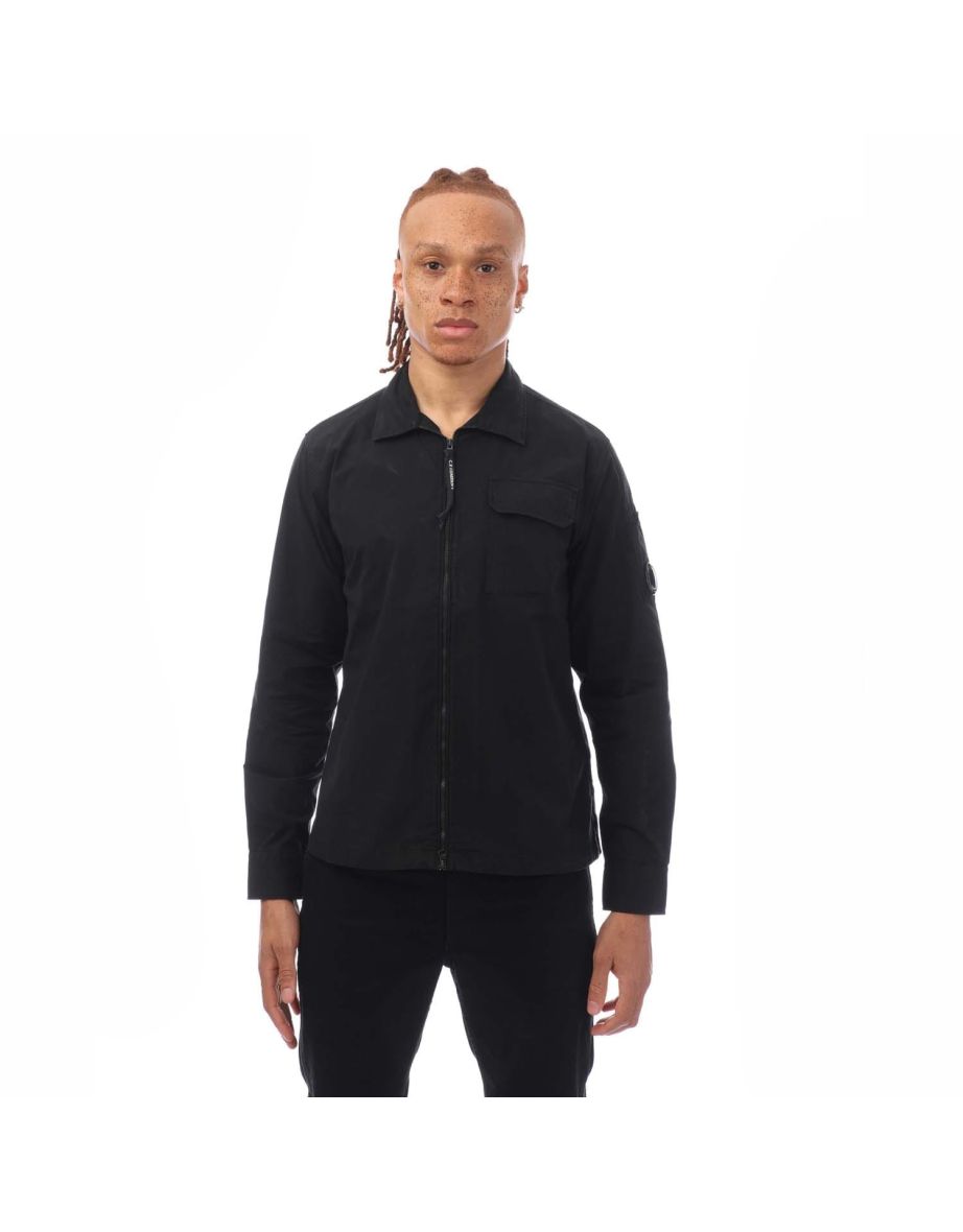 Men's C.P. Company Organic Gabardine Zip Overshirt in Black