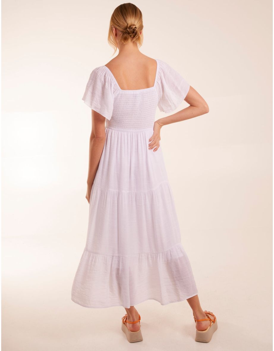 Square Neck Flutter Sleeve Dress - 3