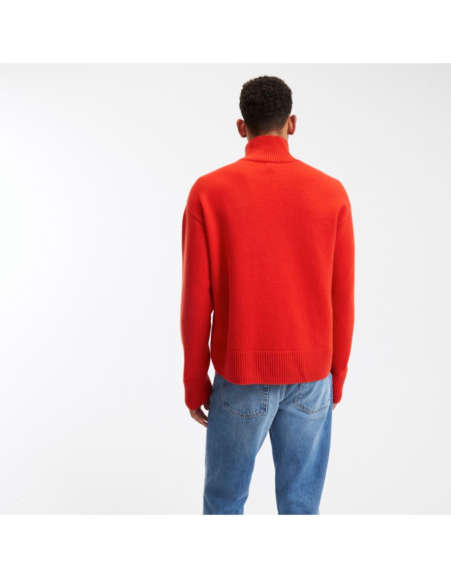 Wool/Cashmere Jumper/Sweater with Funnel Neck, Made in France - 4