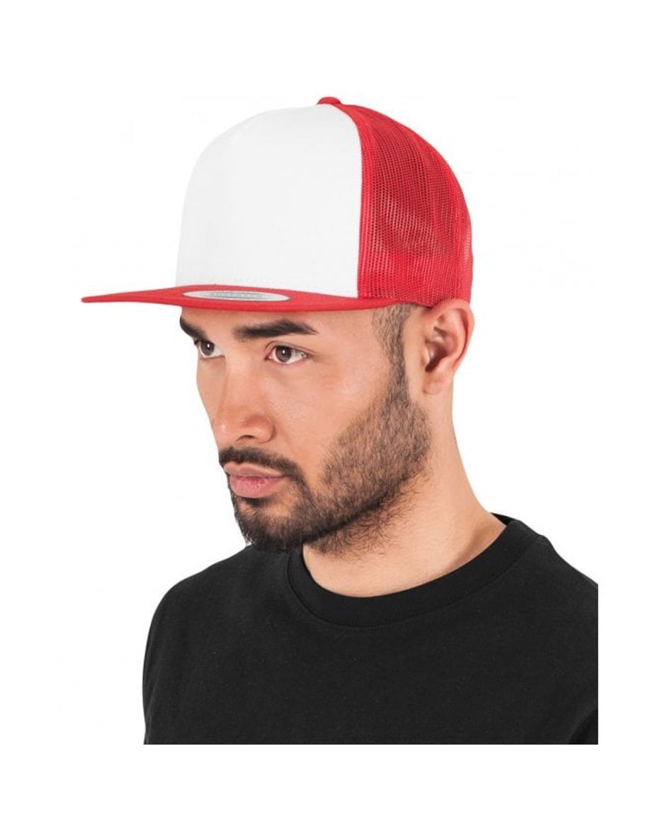 Yupoong Flexfit Unisex Classic Trucker Snapback Cap - Red/White/Red - 1