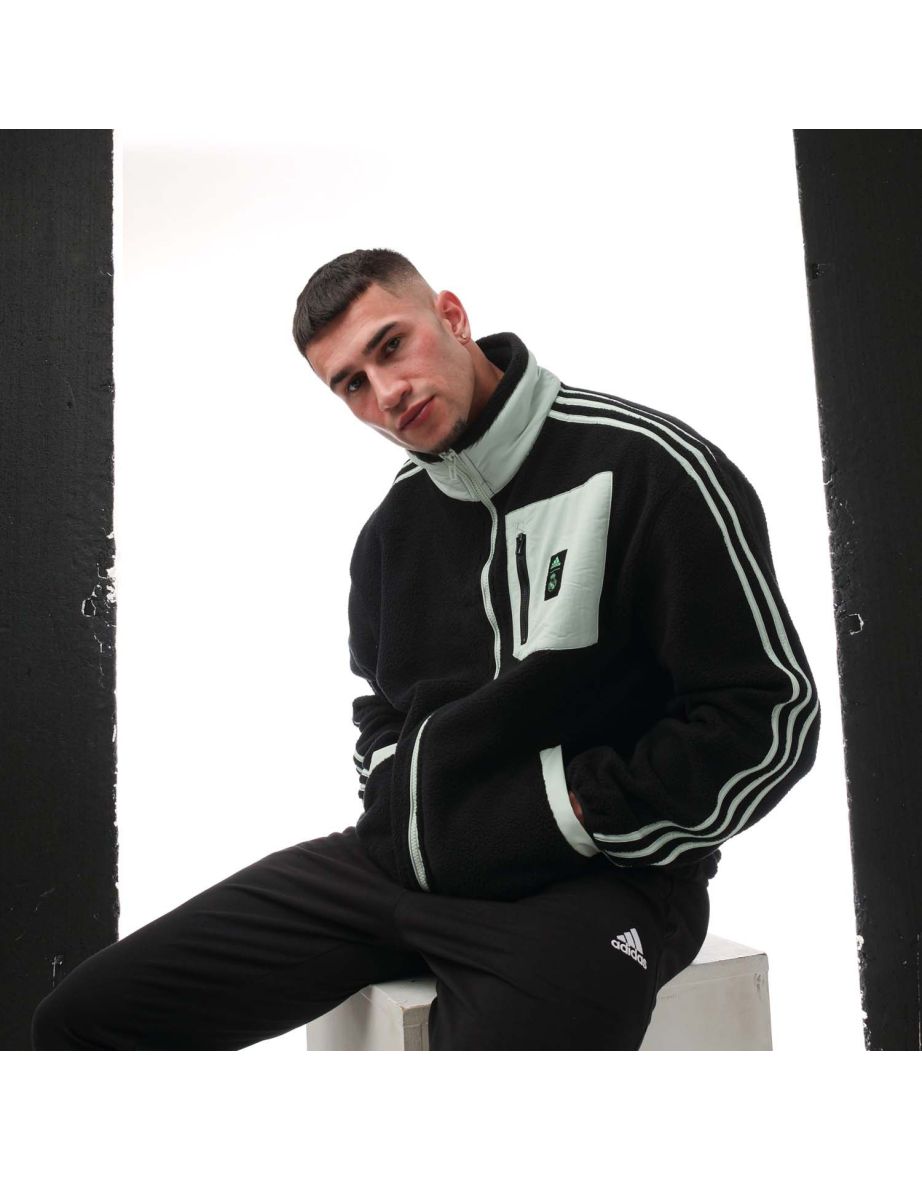 Men's adidas Real Madrid 2022/23 Lifestyle Fleece Jacket in Black - 3