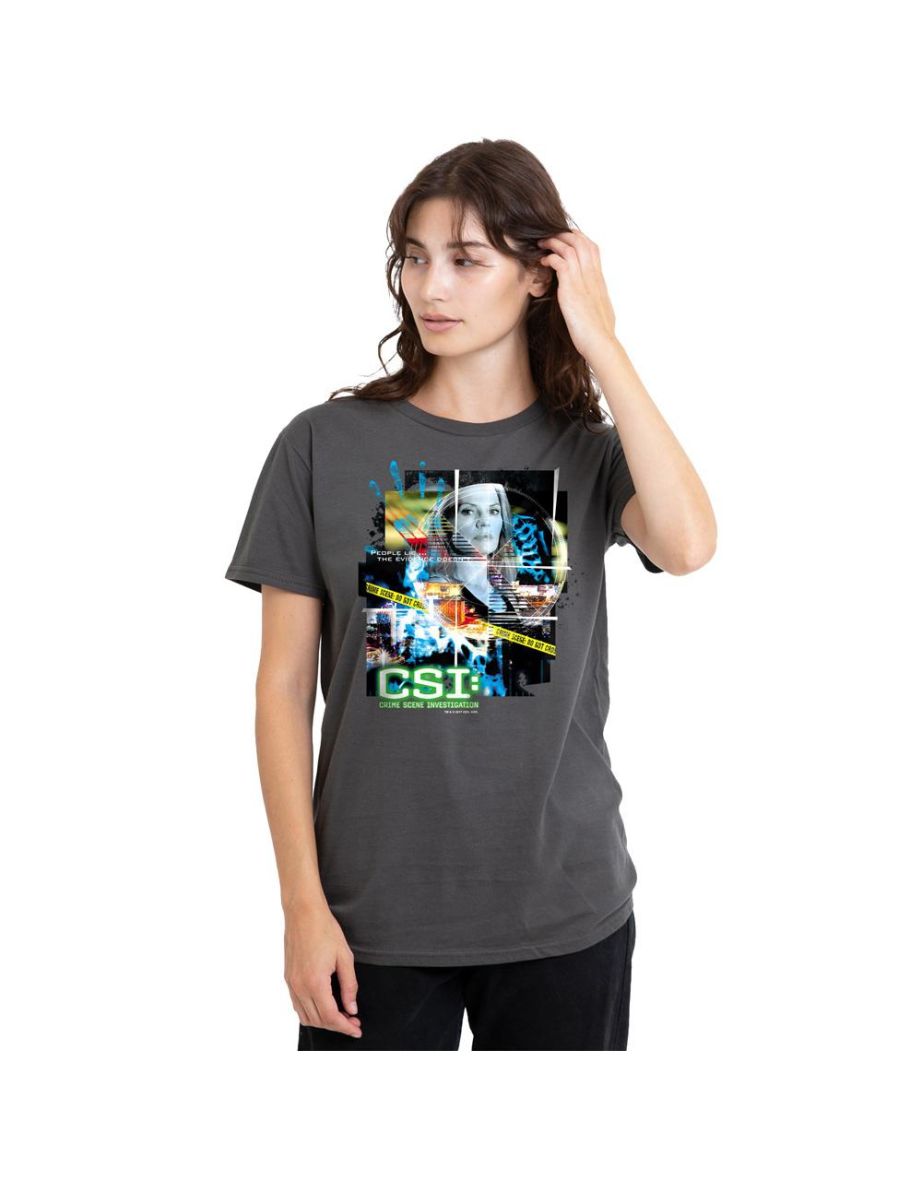 CSI Unisex Adult Evidence Collage T-Shirt - Charcoal