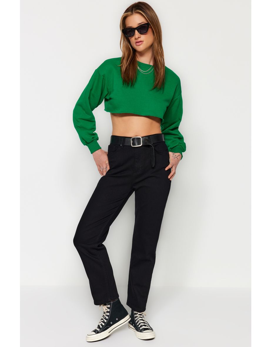 Black Non-Fading Black High Waist Straight Jeans