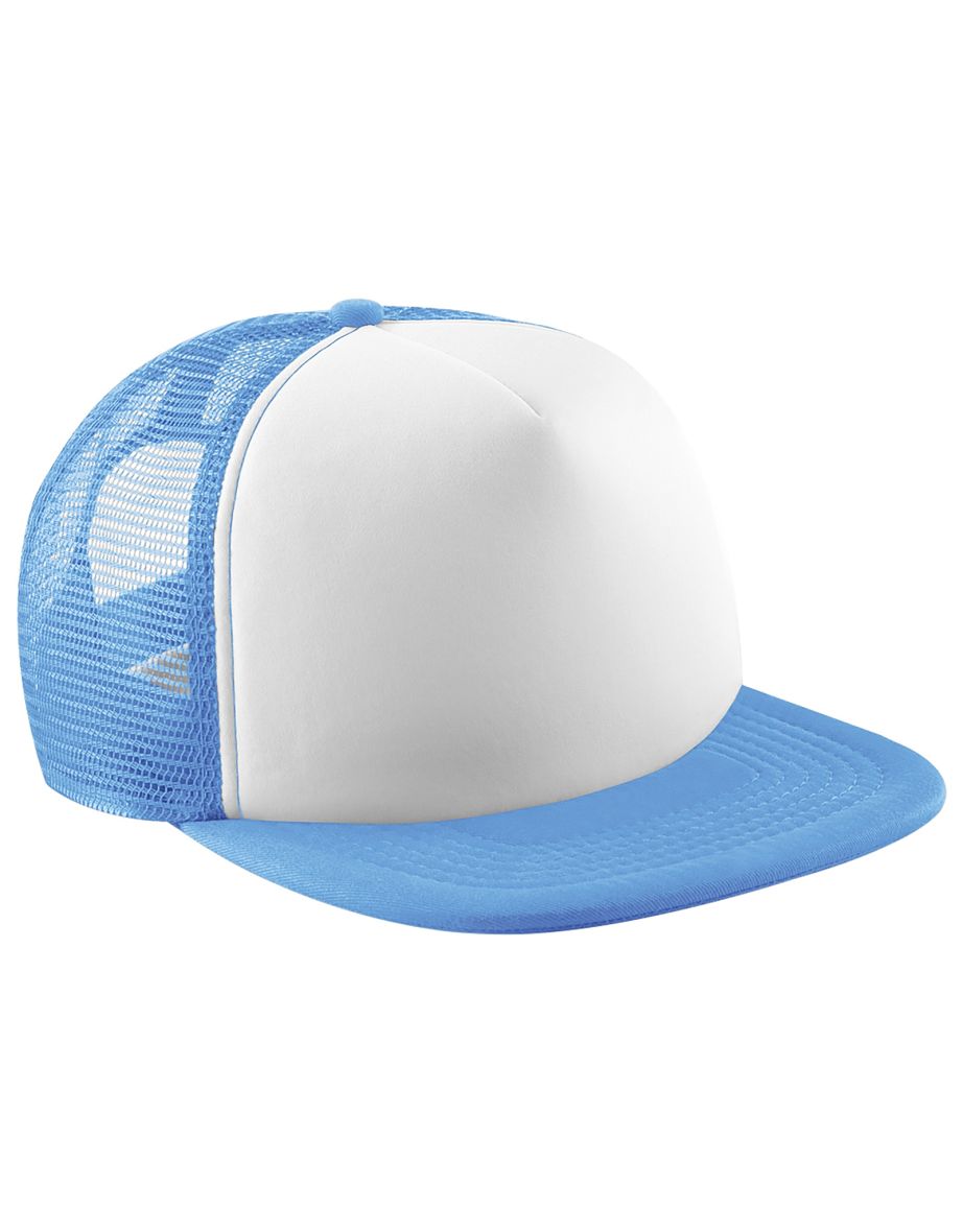Beechfield Vintage Plain Snap-Back Trucker Cap - Sky Blue/White