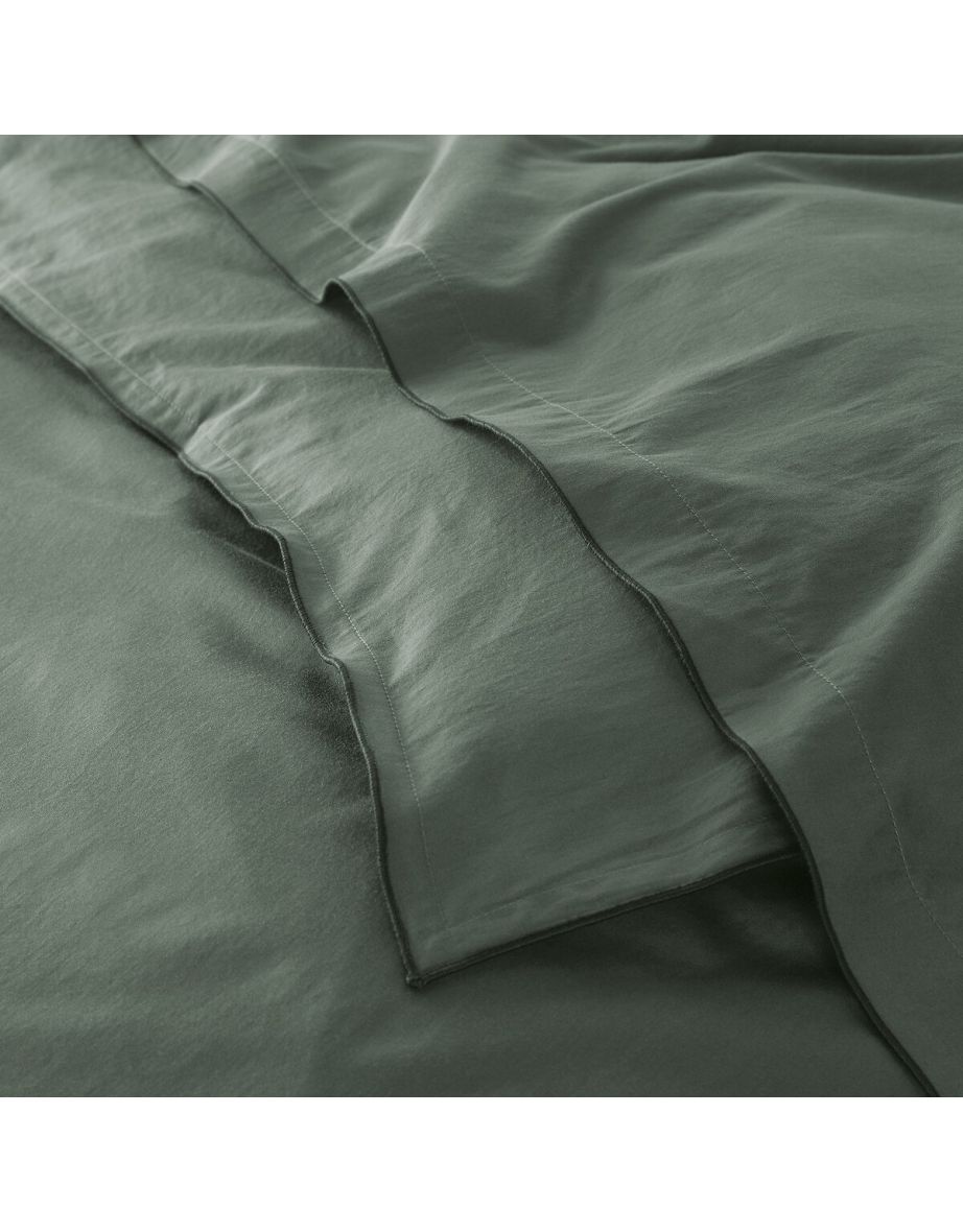 Victor Plain 100% Washed Cotton Satin 300 Thread Count Flat Sheet - 5