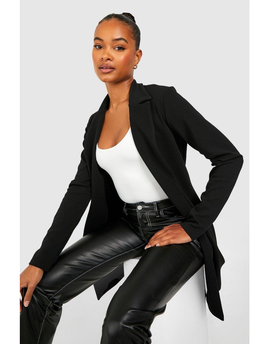 Tall Basic Jersey Fitted Longline Blazer - black - 3