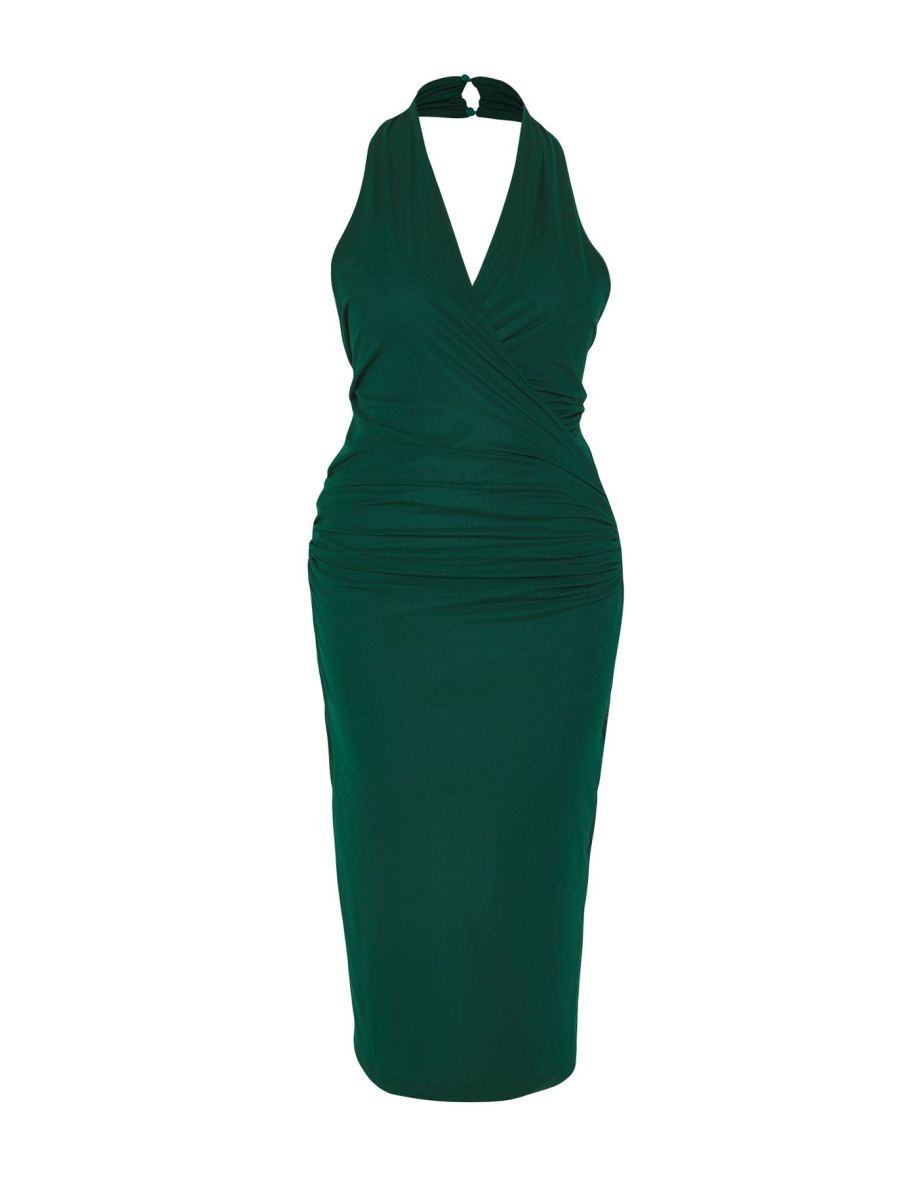 Plum Cowl Neck Knitted Plus Size Tulle Dress