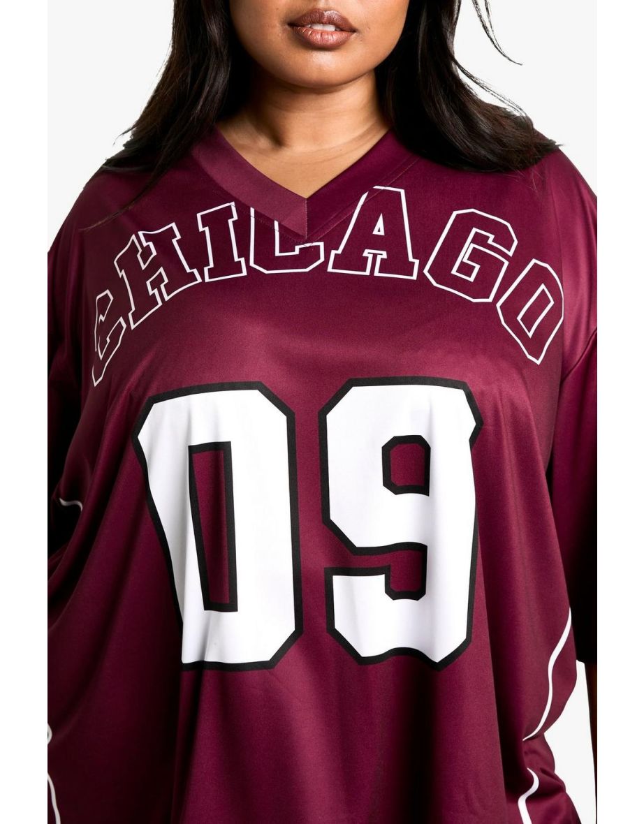 Plus Chicago Oversized Football T-shirt - burgundy - 3