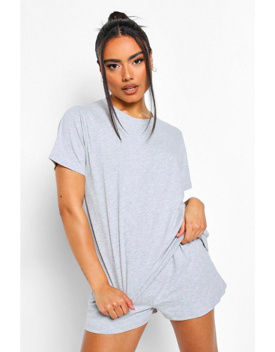 Basic T-Shirt and Short Set - grey marl