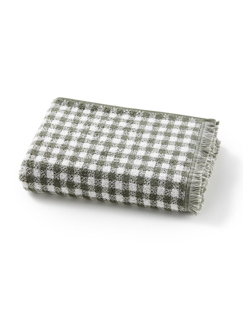 Dinan Gingham 100% Cotton Terry XL Bath Towel