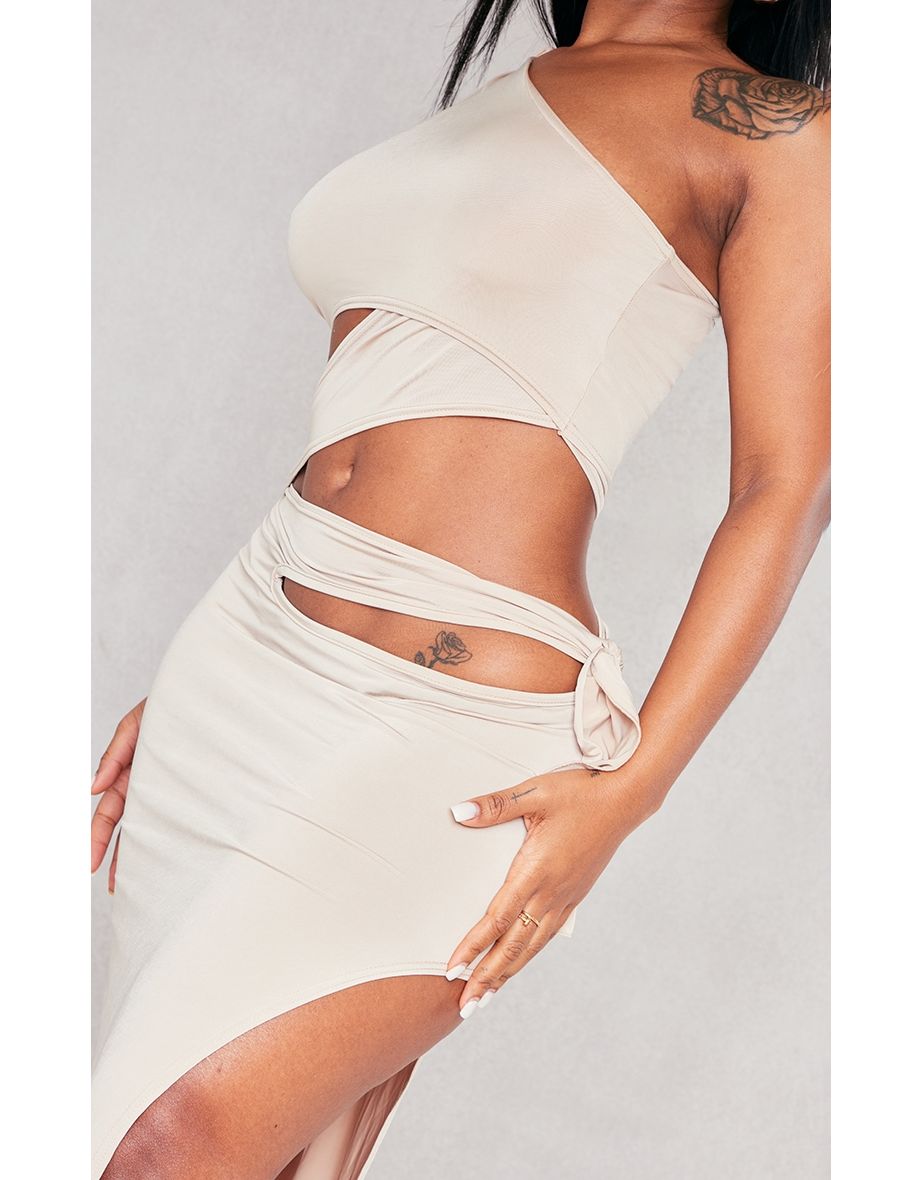 Shape Stone Slinky Cut Out Split Side Maxi Dress - 3