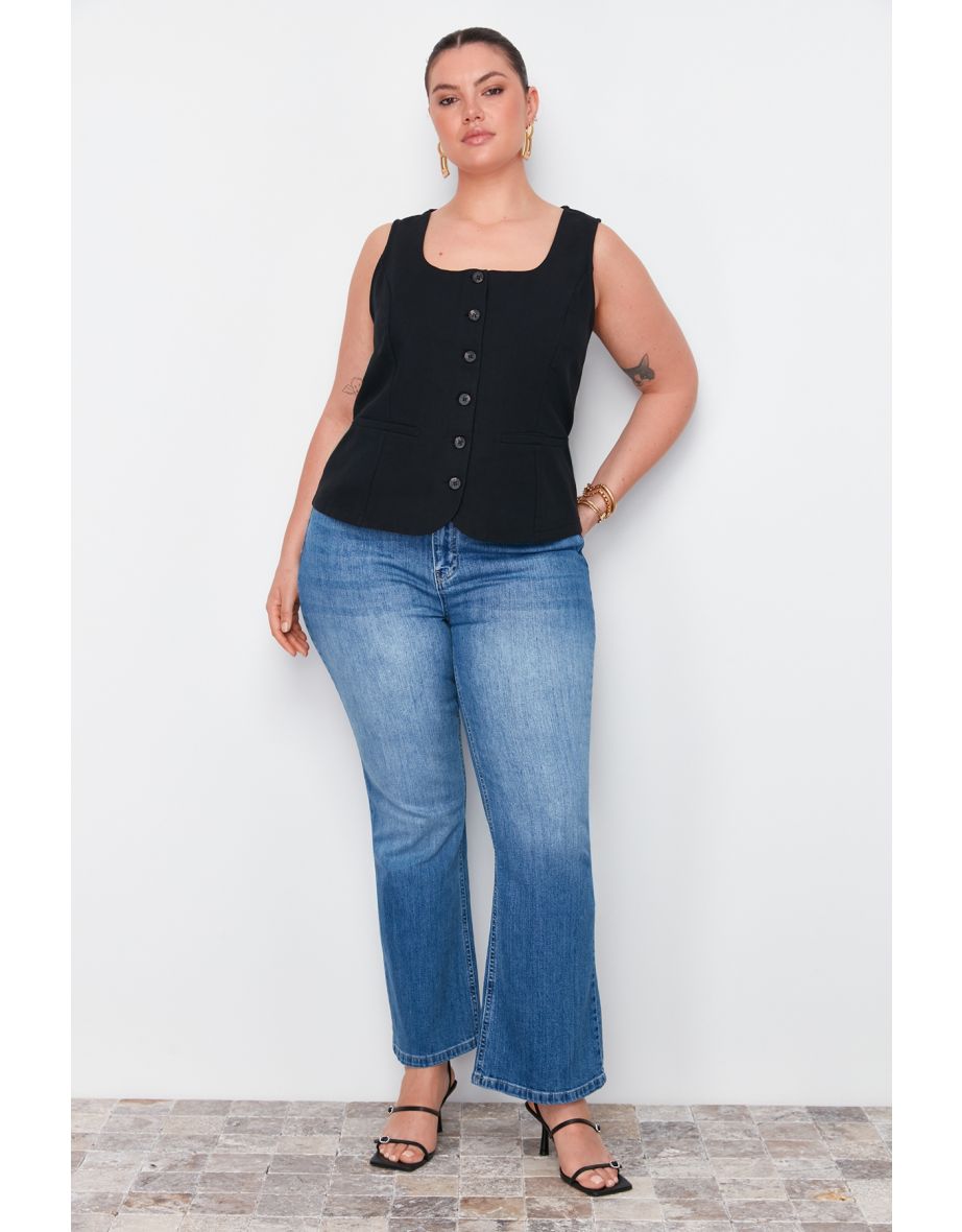 Black Square Neck Vest