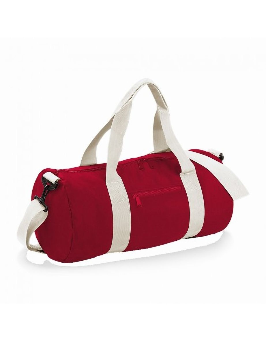 Bagbase Plain Varsity Barrel / Duffle Bag (20 Litres) - Classic Red/Off White