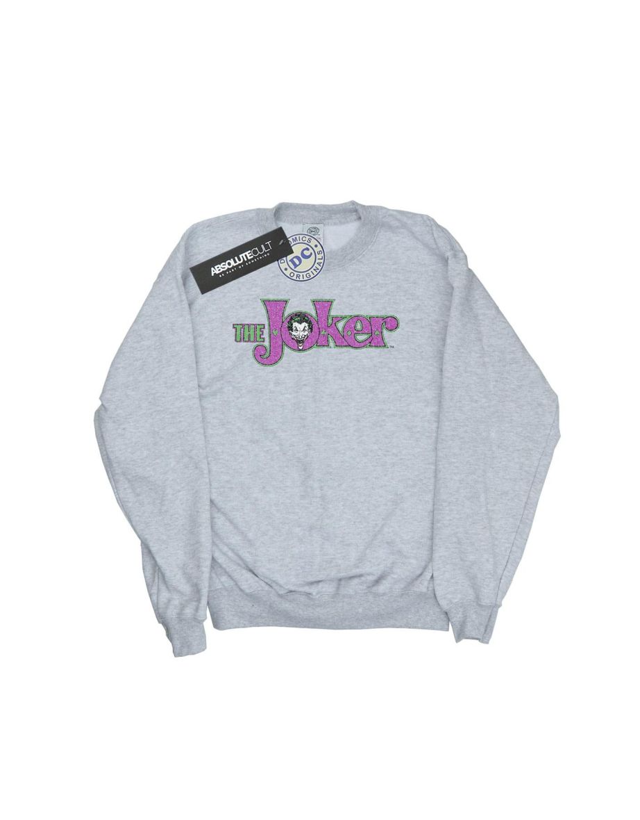 DC Comics Boys The Joker Crackle Logo Sweatshirt - Sports Grey