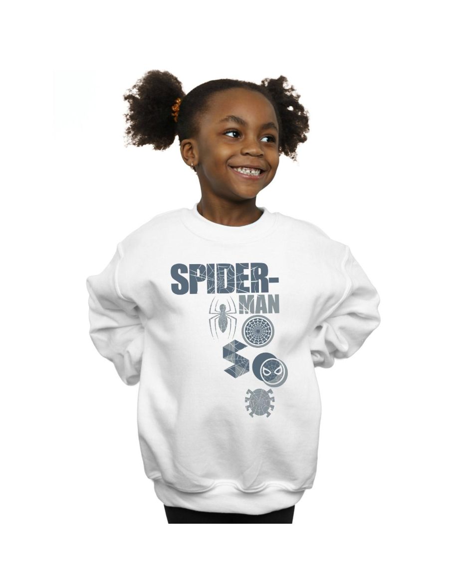 Marvel Girls Spider-Man Badges Sweatshirt - White