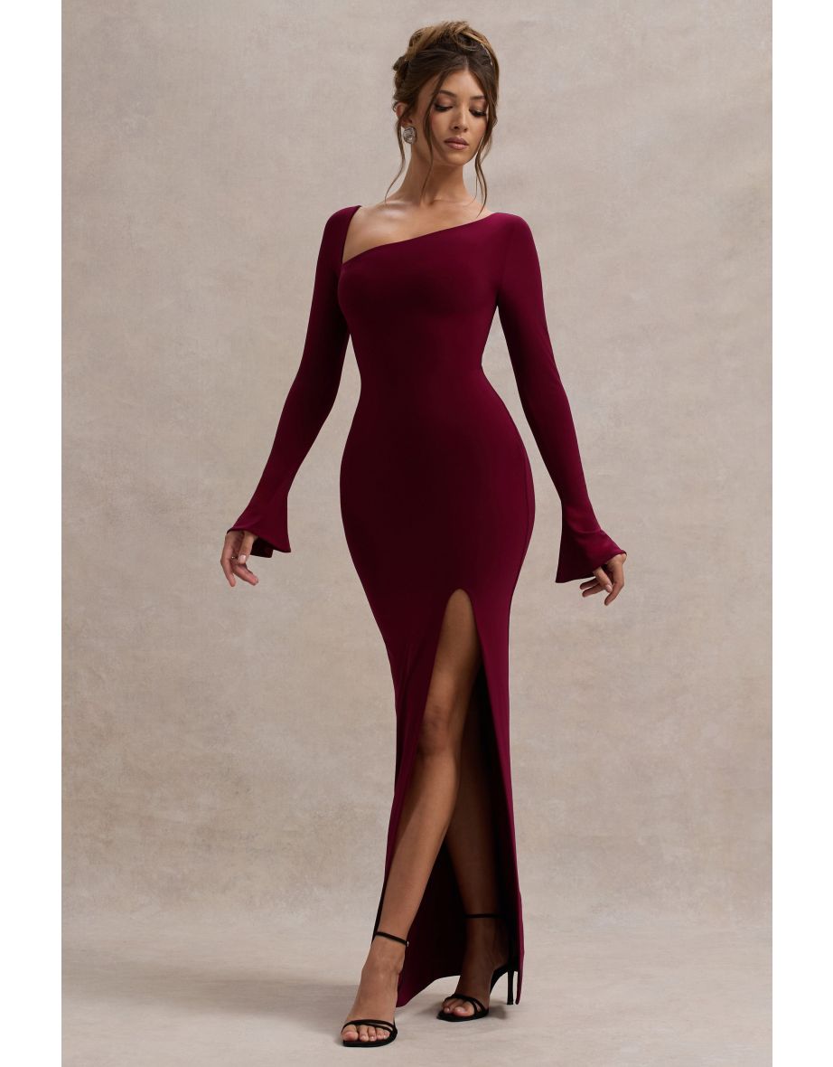 Cosmos | Port Asymmetric Long-Sleeve Split Dress