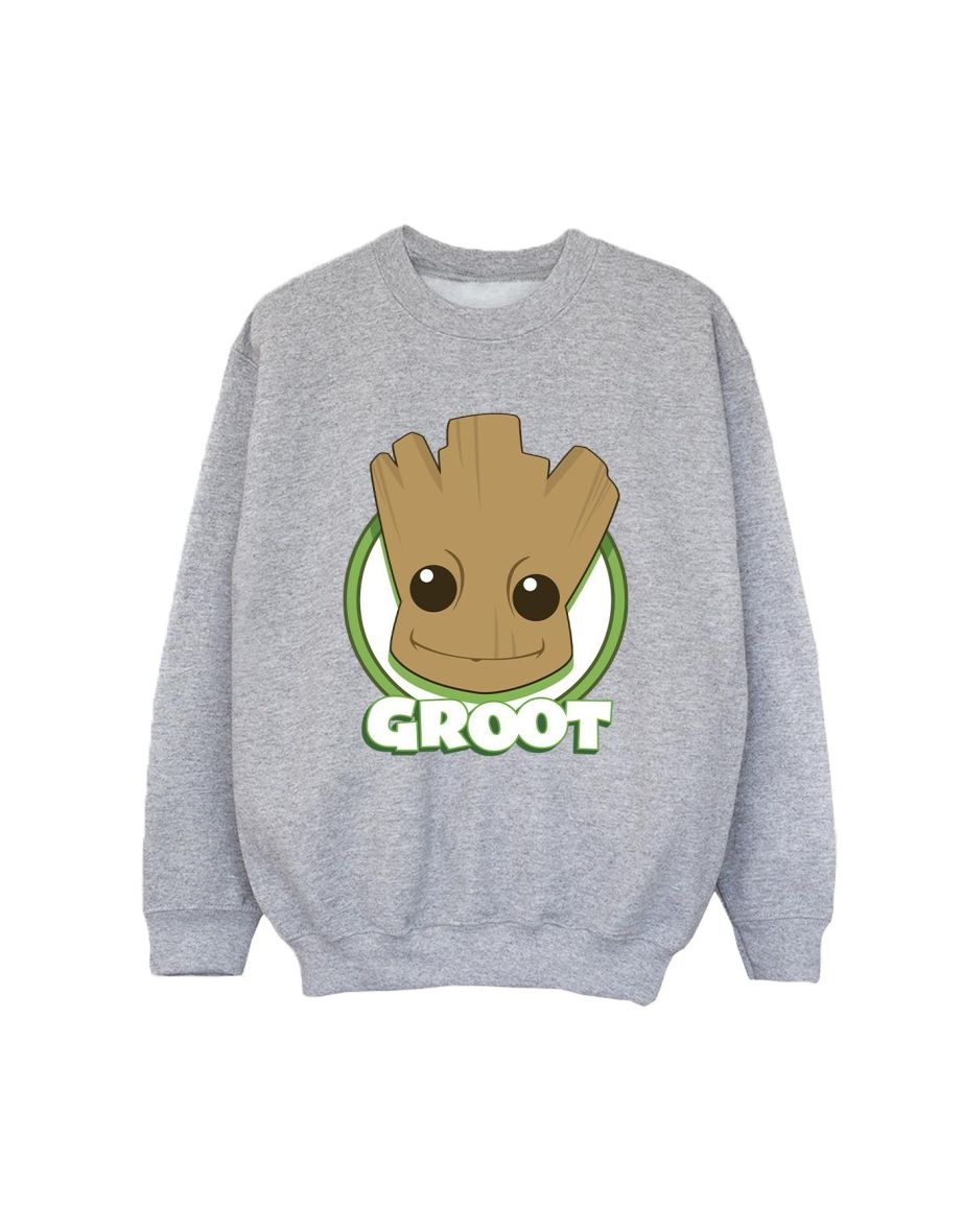 Guardians Of The Galaxy Boys Groot Badge Sweatshirt - Sports Grey