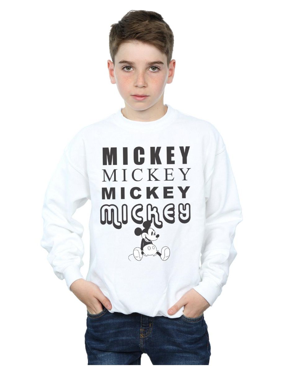 Disney Boys Mickey Mouse Sitting Sweatshirt - White