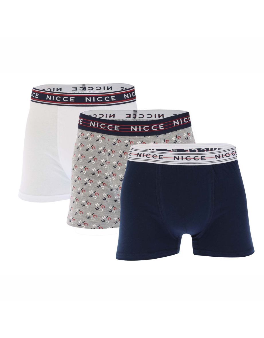 Men's NICCE Porter 3 Pack Boxer Shorts in White - 1