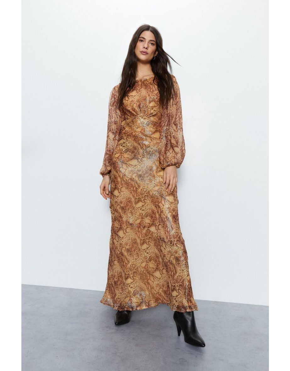 Warehouse animal print hot sale maxi dress