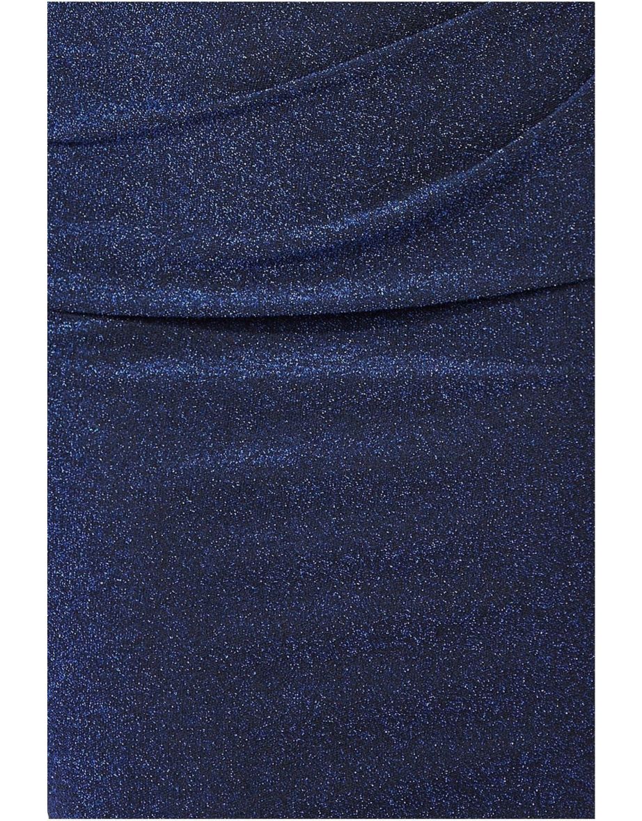 Goddiva Lurex Cowl Neck Off The Shoulder Maxi - Royal Blue - 3