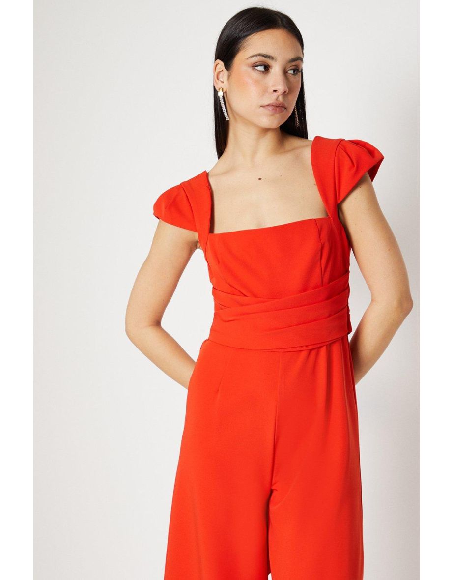 Pleated Waist Cap Sleeve Jumpsuit - 3
