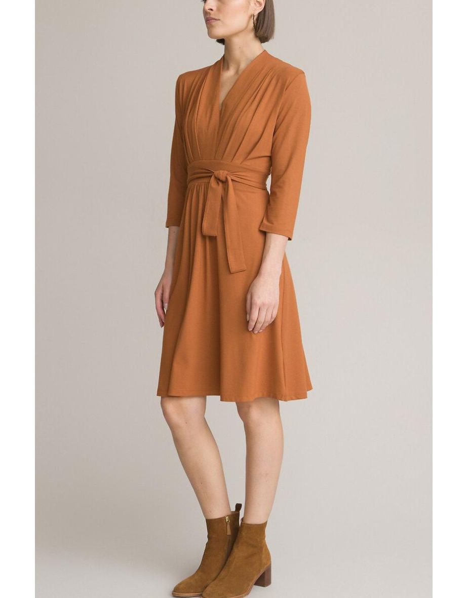 Full Draping Dress with 3/4 Length Sleeves