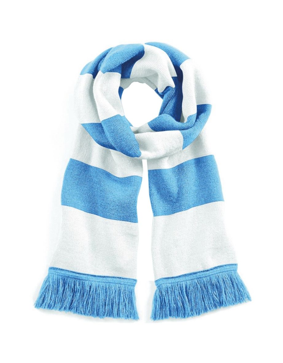 Beechfield Varsity Unisex Winter Scarf (Double Layer Knit) - Sky Blue /White - 1