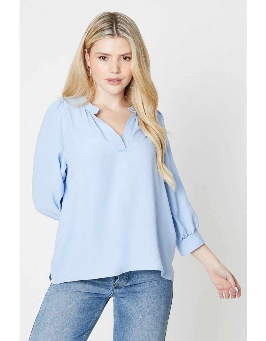 Dorothy Perkins Blue Ruched Shirt