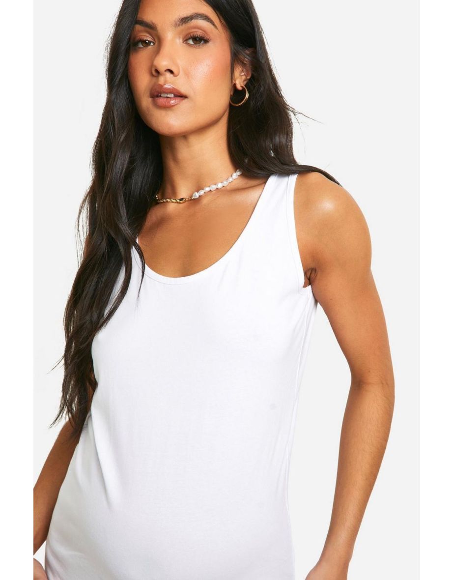 Maternity Basic Scoop Neck Vest Top - white - 3