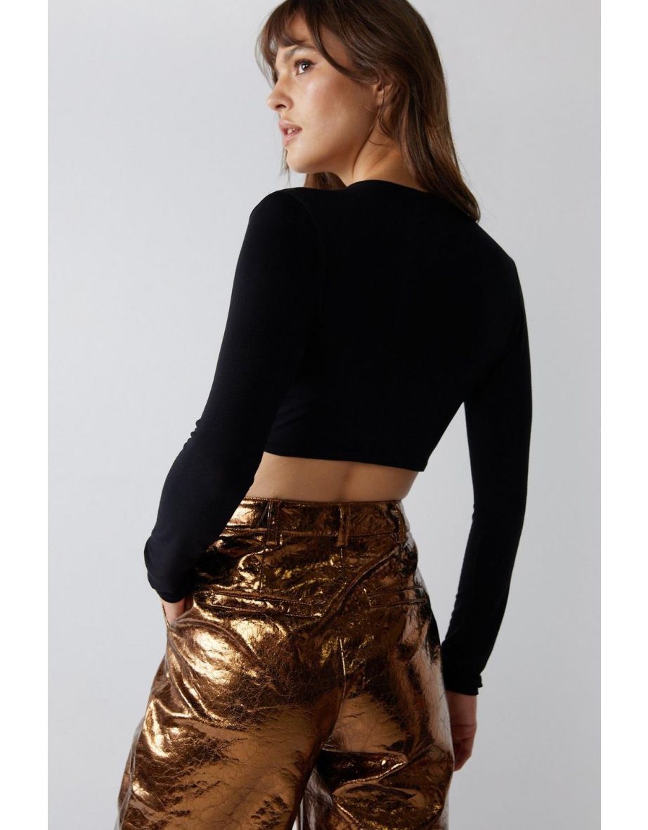 Cowl Neck Long Sleeve Top - 3