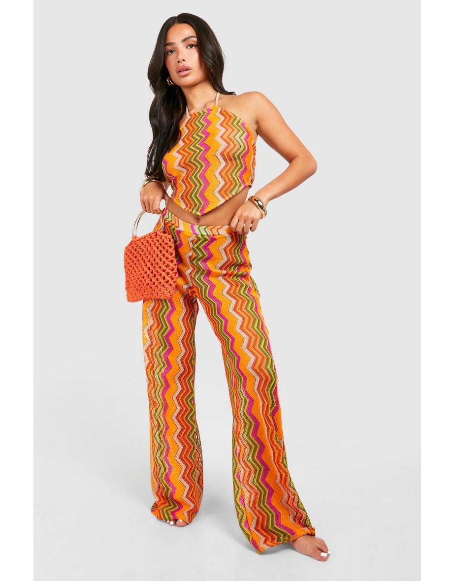 Petite Zig Zag Wide Leg Beach Trouser