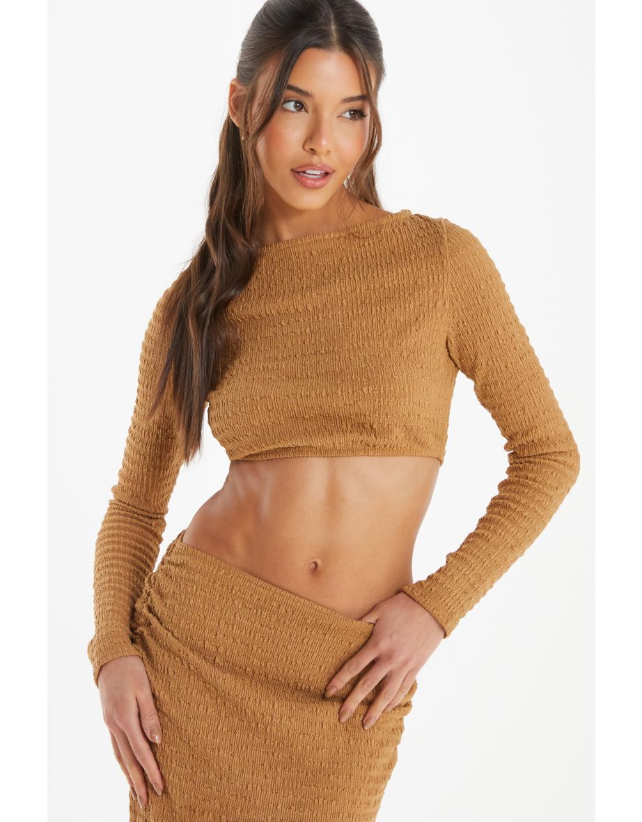 Camel Textured Crop Top