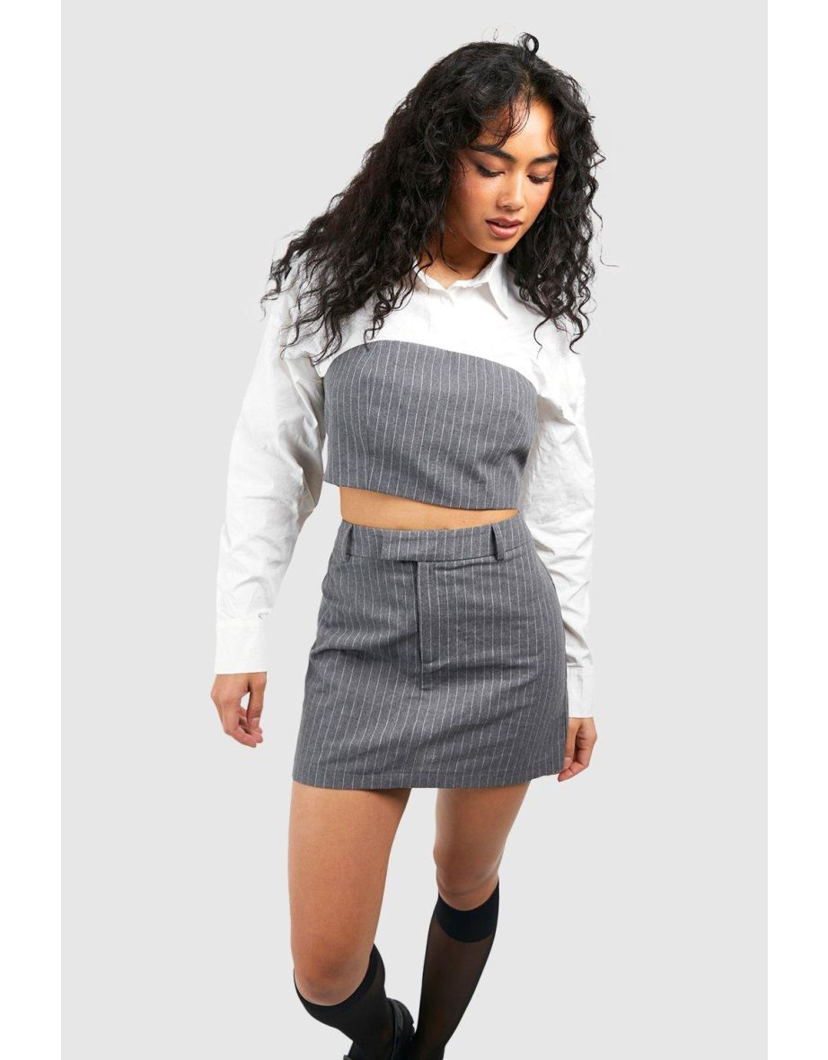 Pinstripe overall hotsell mini skirt