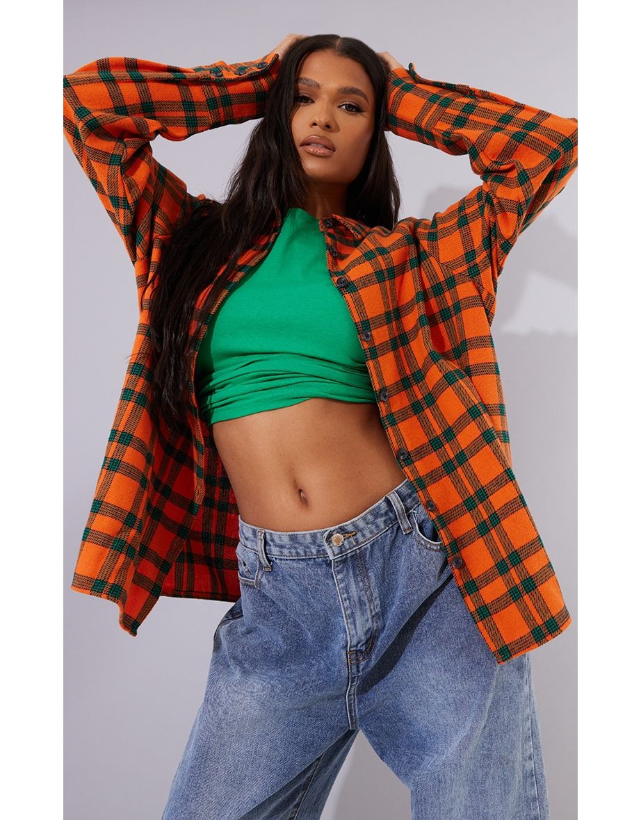 Orange Oversized Flannel Shirt