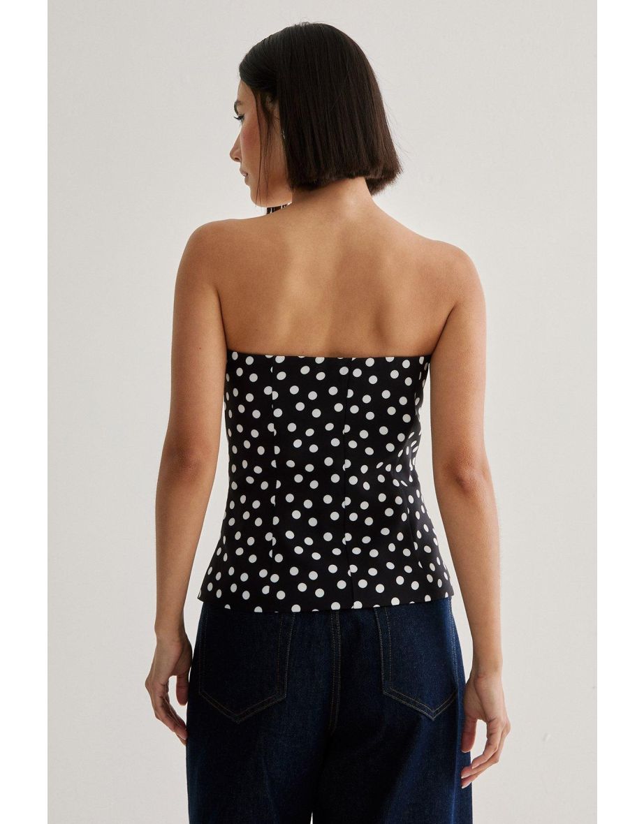 Spot Print Tailored Bustier Top - 3