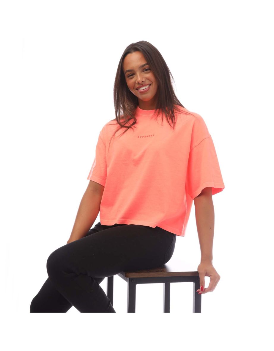 Women's Superdry Code Surplus Micro Oversized Boxy T-Shirt in Pink - 3