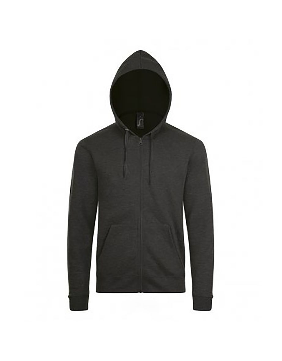 SOLS Mens Stone Zip Up Plain Hoodie - Charcoal Marl