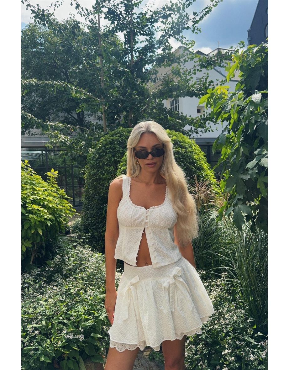 White Broderie Top