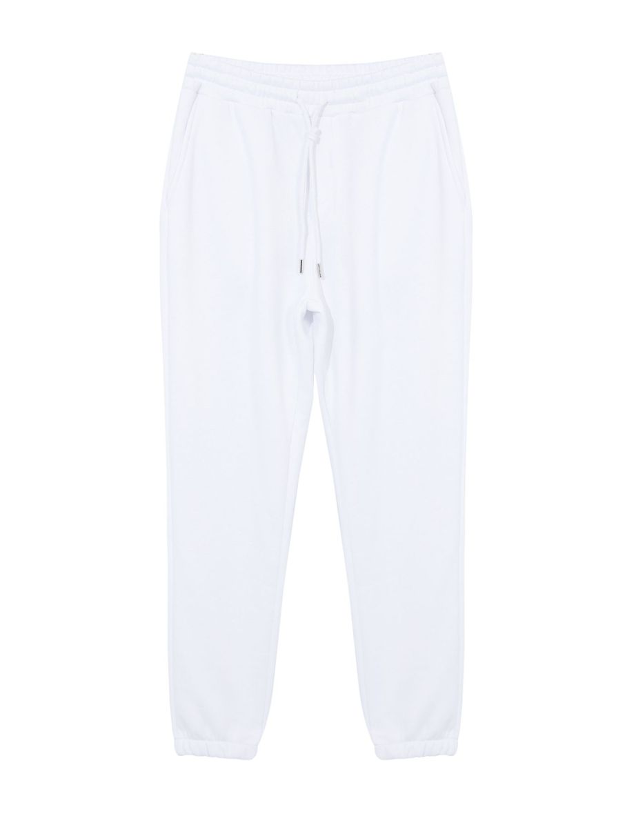 White Regular Cut Sweatpants with Elastic Lace-up and Fleece Inside - 6