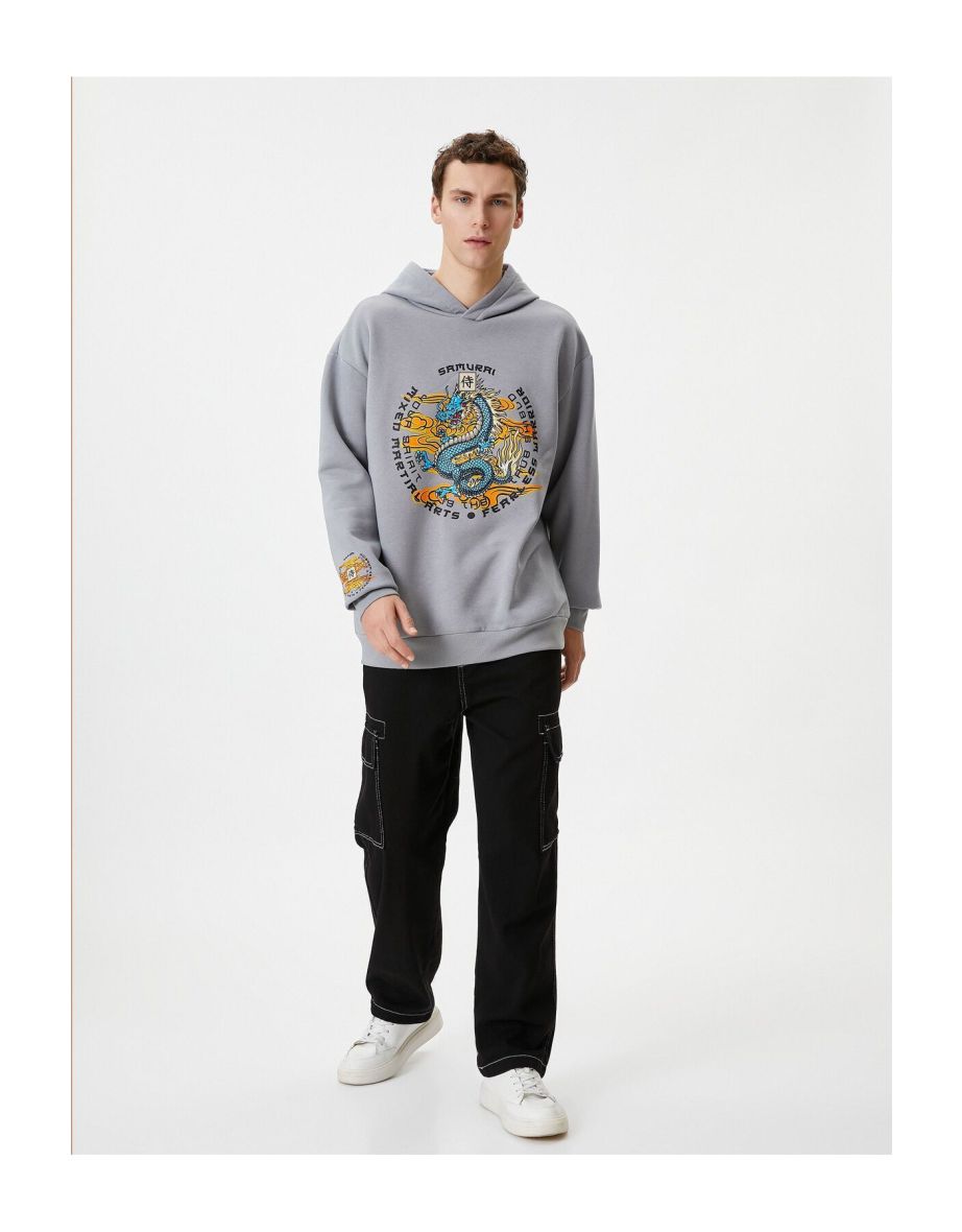 Back Printed Oversize Hooded Asian Theme