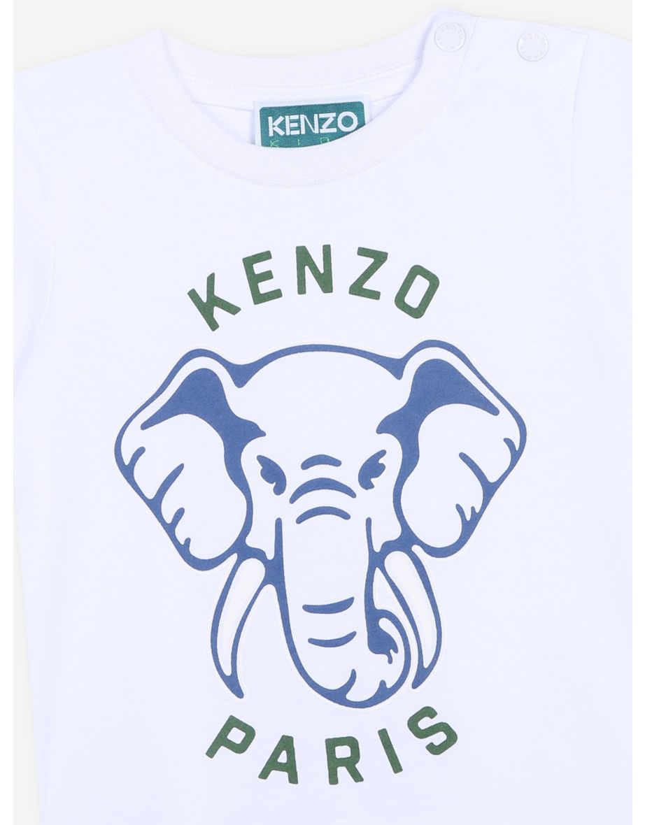 KENZO Baby Boys Elephant Print T-Shirt in White - 3