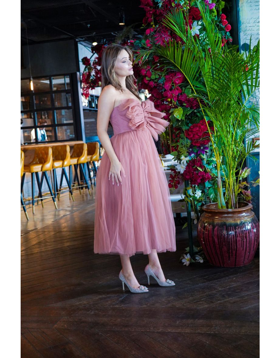 Butterfly Mauve Tulle Midaxi Dress - 3