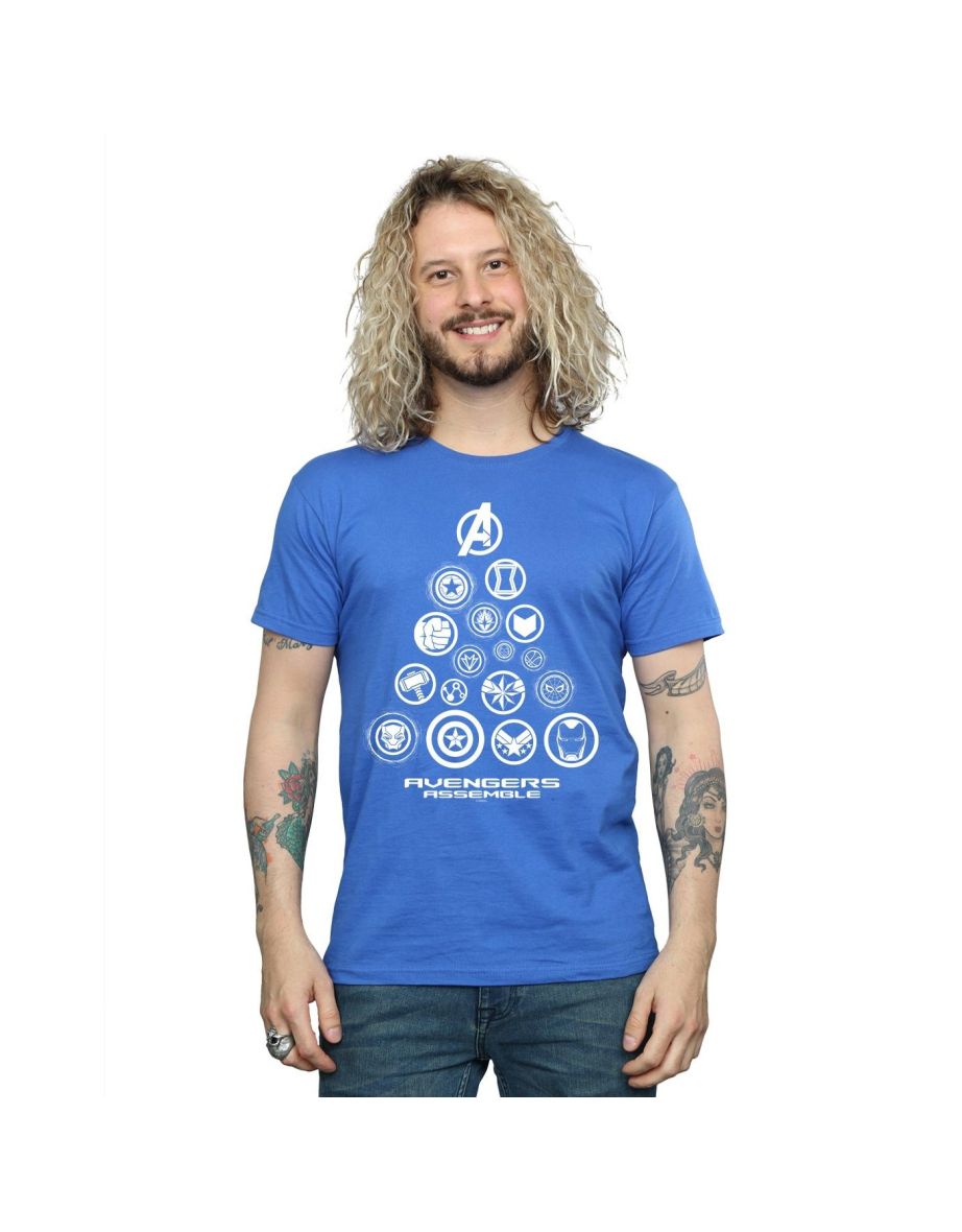 Marvel Mens Avengers Endgame Pyramid Icons T-Shirt - Royal Blue