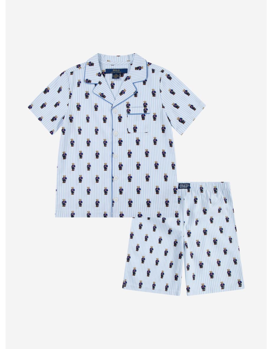 Boys Bear Short Pyjamas Set in Blue