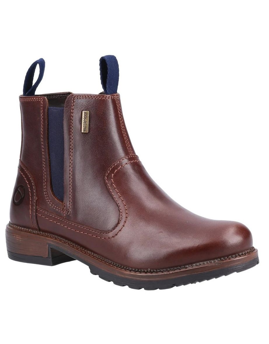 Cotswold Womens/Ladies Laverton Slip On Leather Ankle Boot - Brown/Navy