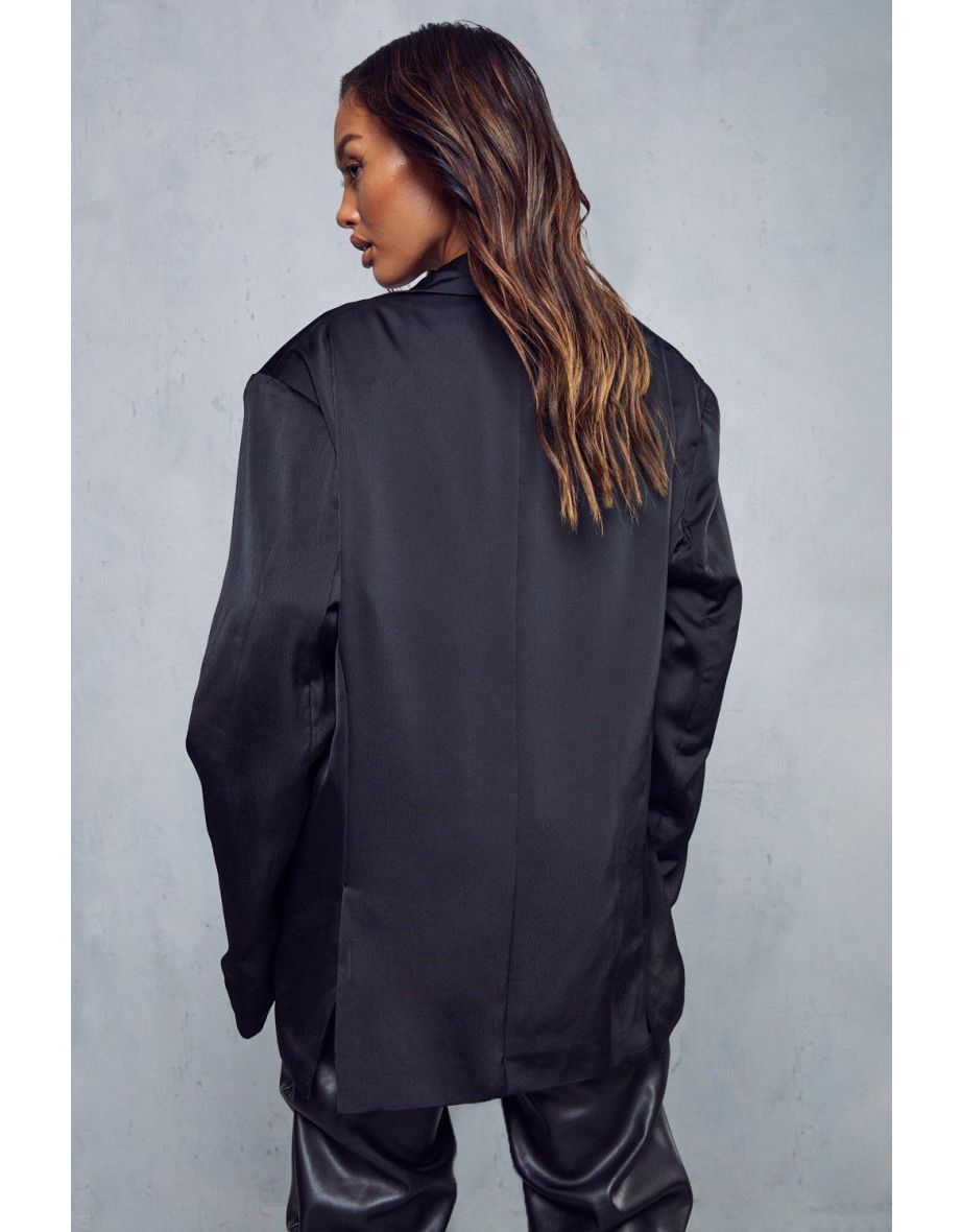 Tailored Premium Satin Oversized Blazer - 3