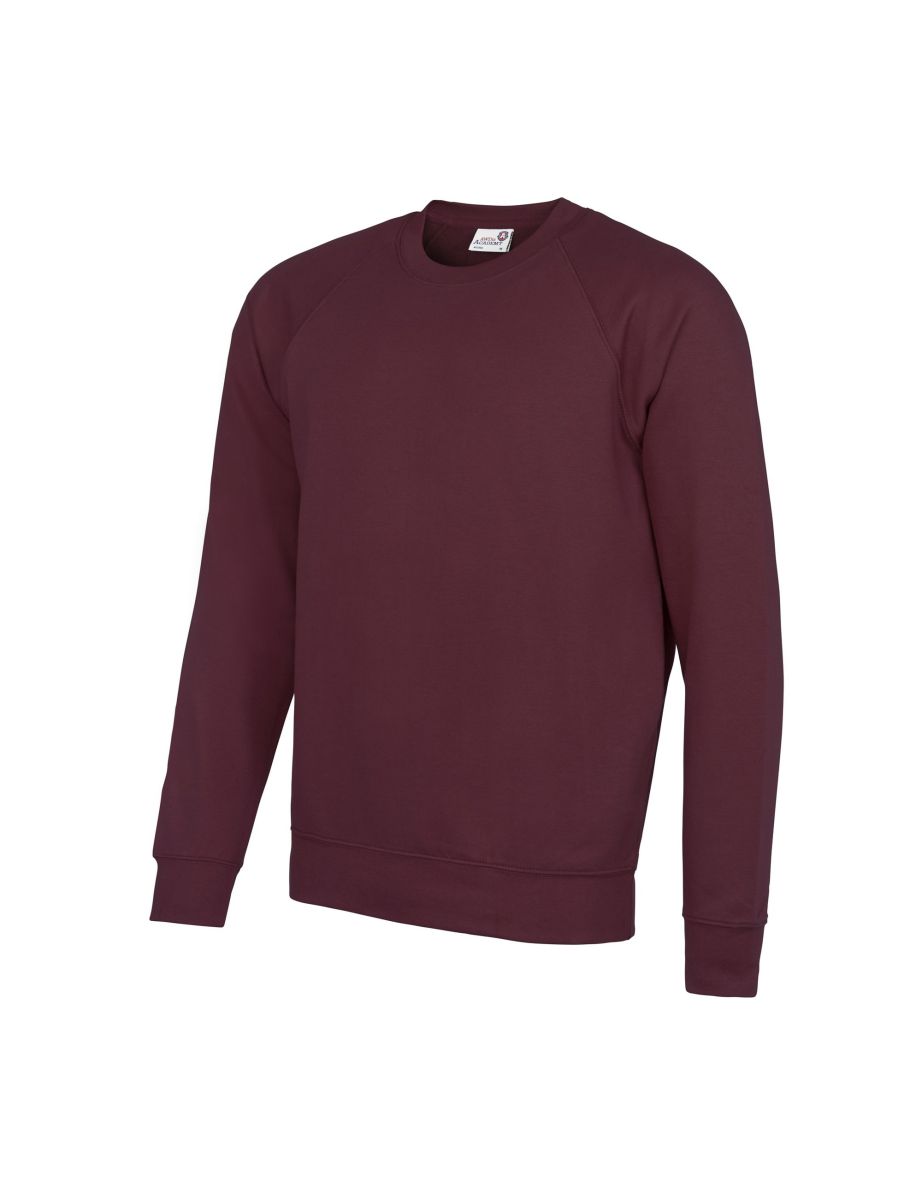 AWDis Academy Mens Crew Neck Raglan Sweatshirt - Burgundy
